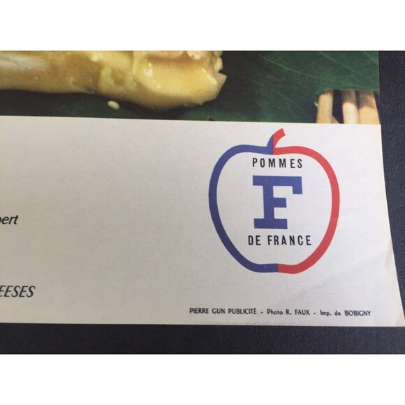 Vintage 1970’s Wine & Cheese Poster Art Pomme De France Haut Medoc Wine Camembet - Picture 3 of 7